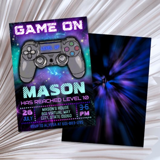 Video Game Niveau Omhoog Verjaardag Uitnodiging