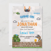 Video Game Niveau omhoog Verjaardag uitnodigingen (Voorkant)