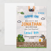 Video Game Niveau omhoog Verjaardag uitnodigingen (Voorkant / Achterkant)