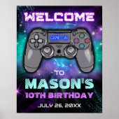 Video Game Niveau Omhoog Verjaardagsfeestje Welkom Poster (Voorkant)