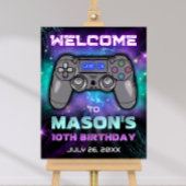 Video Game Niveau Omhoog Verjaardagsfeestje Welkom Poster