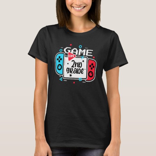 Video Game On 2nd Grade Cool Kids Team Second Back T-shirt (Voorkant)