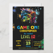 Video Game Paint Splash Neon Graffiti Level Up Kaart (Voorkant)