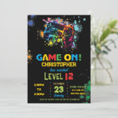 Video Game Paint Splash Neon Graffiti Level Up Kaart (Staand voorkant)