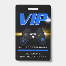 Video Game Party Blue Controller Favor Badge