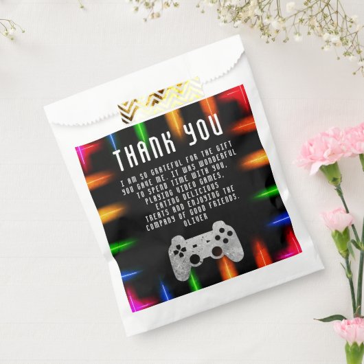 Video Game Party Controller Neon Gaming Birthday Bedankzakje (Gezegeld)