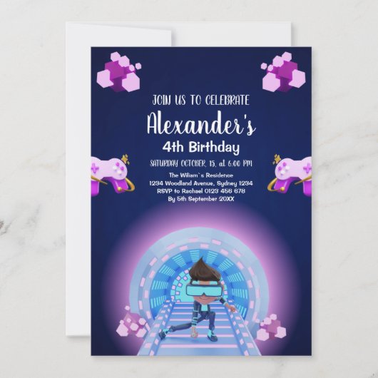 Video Game Party Controller Neon Gaming Birthday Kaart (Voorkant)