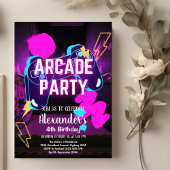 Video Game Party Controller Neon Gaming Birthday Kaart