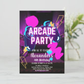 Video Game Party Controller Neon Gaming Birthday Kaart (Staand voorkant)