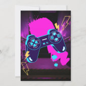 Video Game Party Controller Neon Gaming Birthday Kaart (Achterkant)