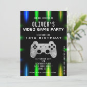 Video Game Party Controller Neon Gaming Birthday Kaart (Staand voorkant)
