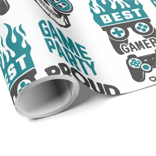 Video game party level up Gamer Wrapping Paper Cadeaupapier (Rol Hoek)
