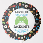 Video game party level Up Kids Birthday Gamer Ballon<br><div class="desc">Video Game Party Level Up Kids Verjaardag Gamer Ballon. Voeg naam en leeftijd toe om dit gamerpatroon op niveau te brengen. Leuk patroon van videogames en snacks op zwarte achtergrond. Gamer party voor kinderen. www.SamAnnDesigns.com</div>