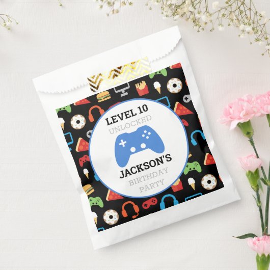 Video game party level Up Kids Birthday Gamer Bedankzakje (Gezegeld)