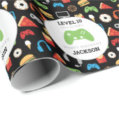 Video game party level Up Kids Birthday Gamer Cadeaupapier (Rol Hoek)
