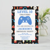 Video game party level Up Kids Birthday Gamer Kaart (Staand voorkant)