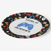 Video game party level Up Kids Birthday Gamer Papieren Bordje (Gekanteld)