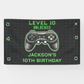 Video game party level Up Kids Birthday Gamer Spandoek (Horizontaal)