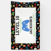 Video game party level Up Kids Birthday Gamer Spandoek (Verticaal)