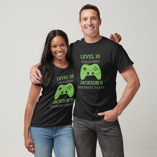 Video game party level Up Kids Birthday Gamer T-shirt (Unisex)