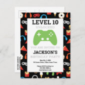 Video Game Party Level Up Kids Verjaardagsfeest Uitnodiging Briefkaart (Voorkant / Achterkant)