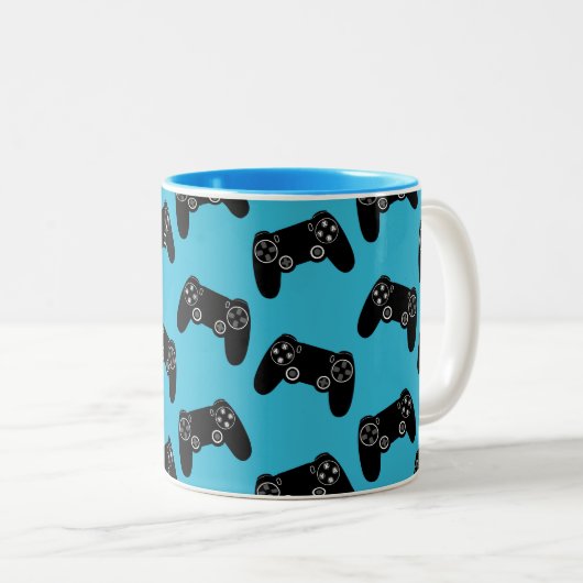 Video Game Pattern Mug Gamer Controller Coffee Cup Tweekleurige Koffiemok (Voorkant rechts)