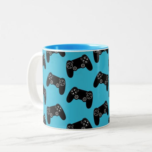 Video Game Pattern Mug Gamer Controller Coffee Cup Tweekleurige Koffiemok (Voorkant links)