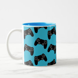 Video Game Pattern Mug Gamer Controller Coffee Cup Tweekleurige Koffiemok