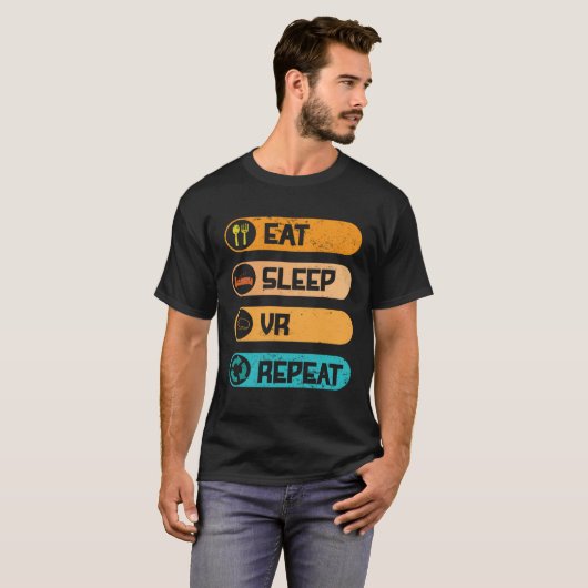 Video Game PC Console Computer Games Eat Sleep VR T-shirt (Voorkant volledig)
