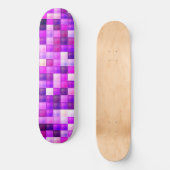 Video Game Pixels Roze Vierkant Patroon Persoonlijk Skateboard (Voorkant)