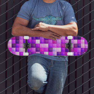 Video Game Pixels Roze Vierkant Patroon Persoonlijk Skateboard