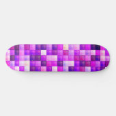 Video Game Pixels Roze Vierkant Patroon Persoonlijk Skateboard (Horizontaal)