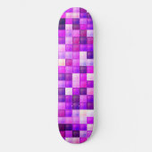 Video Game Pixels Roze Vierkant Patroon Persoonlijk Skateboard (Voorkant)