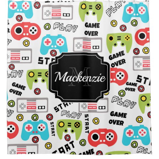 Video-game Retro Douchegordijn (Voorkant)