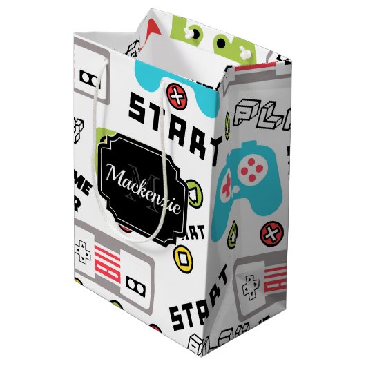 Video-game Retro Medium Cadeauzakje (Achterkant Gekanteld)