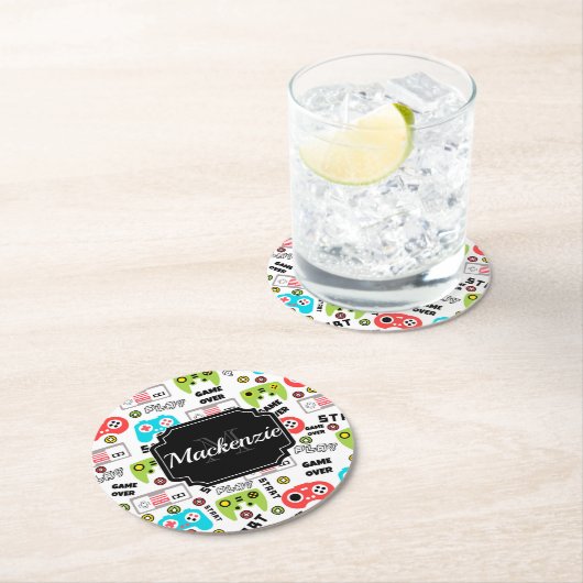 Video-game Retro Ronde Kartonnen Onderzetter (Insitu)