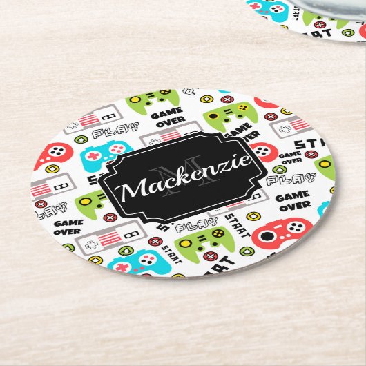 Video-game Retro Ronde Kartonnen Onderzetter (Gebogen)