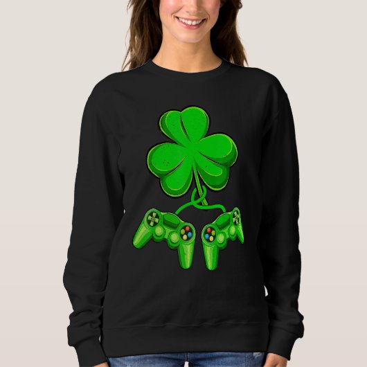Video Game Shamrock Game Controller Happy St Patri Trui (Voorkant)
