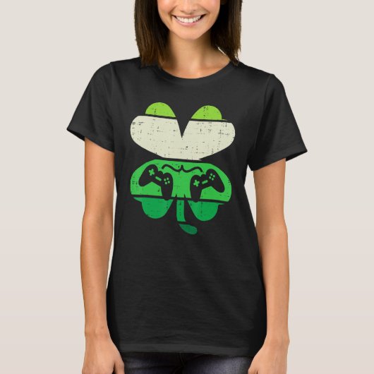 Video Game Shamrock Retro St Patricks Day Boys Men T-shirt (Voorkant)