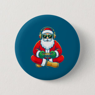 Video Game Sinterklaas Kerst Gamer Jongens Vakanti Ronde Button 5,7 Cm