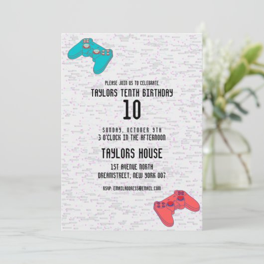 Video Game Sport Gamer Verjaardagsfeest Kaart (Staand voorkant)