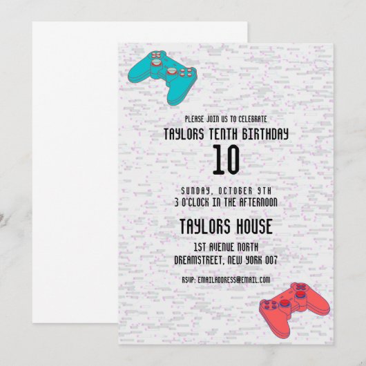 Video Game Sport Gamer Verjaardagsfeest Kaart (Voorkant / Achterkant)