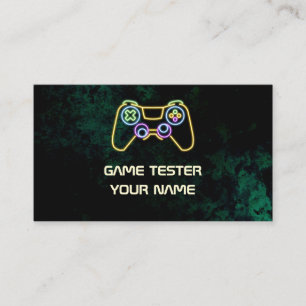 Video Game Tester Groene Neon Visitekaartje