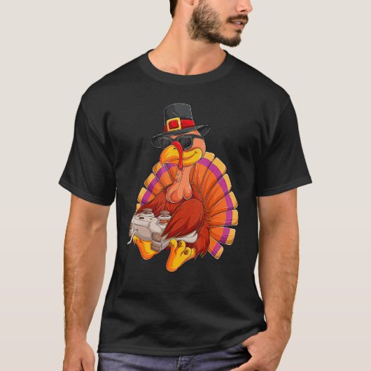 Video Game Thanksgiving Turkey Gamer Boys Kids Tee T-shirt (Voorkant)