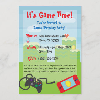 Video Game Thema Birthday Invitation Kaart