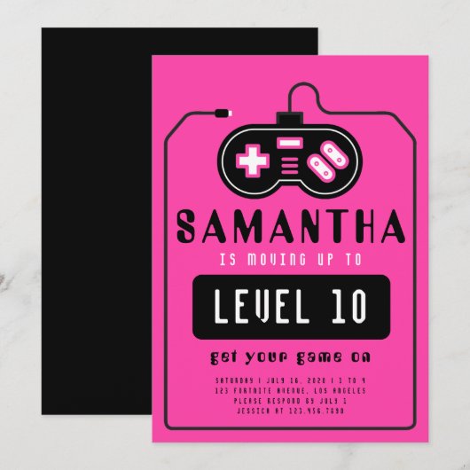 Video Game Truck Birthday Invitation Kaart (Voorkant / Achterkant)