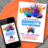 Video Game Truck Birthday Invitation Kaart
