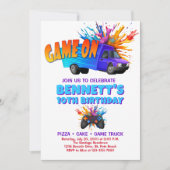 Video Game Truck Birthday Invitation Kaart (Voorkant)