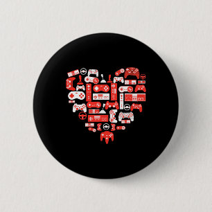 Video Game Valentijnsdag Shirt voor jongens Kinder Ronde Button 5,7 Cm