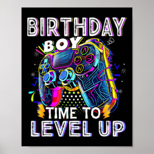 Video Game Verjaardag Jongen Tijd om het niveau va Poster